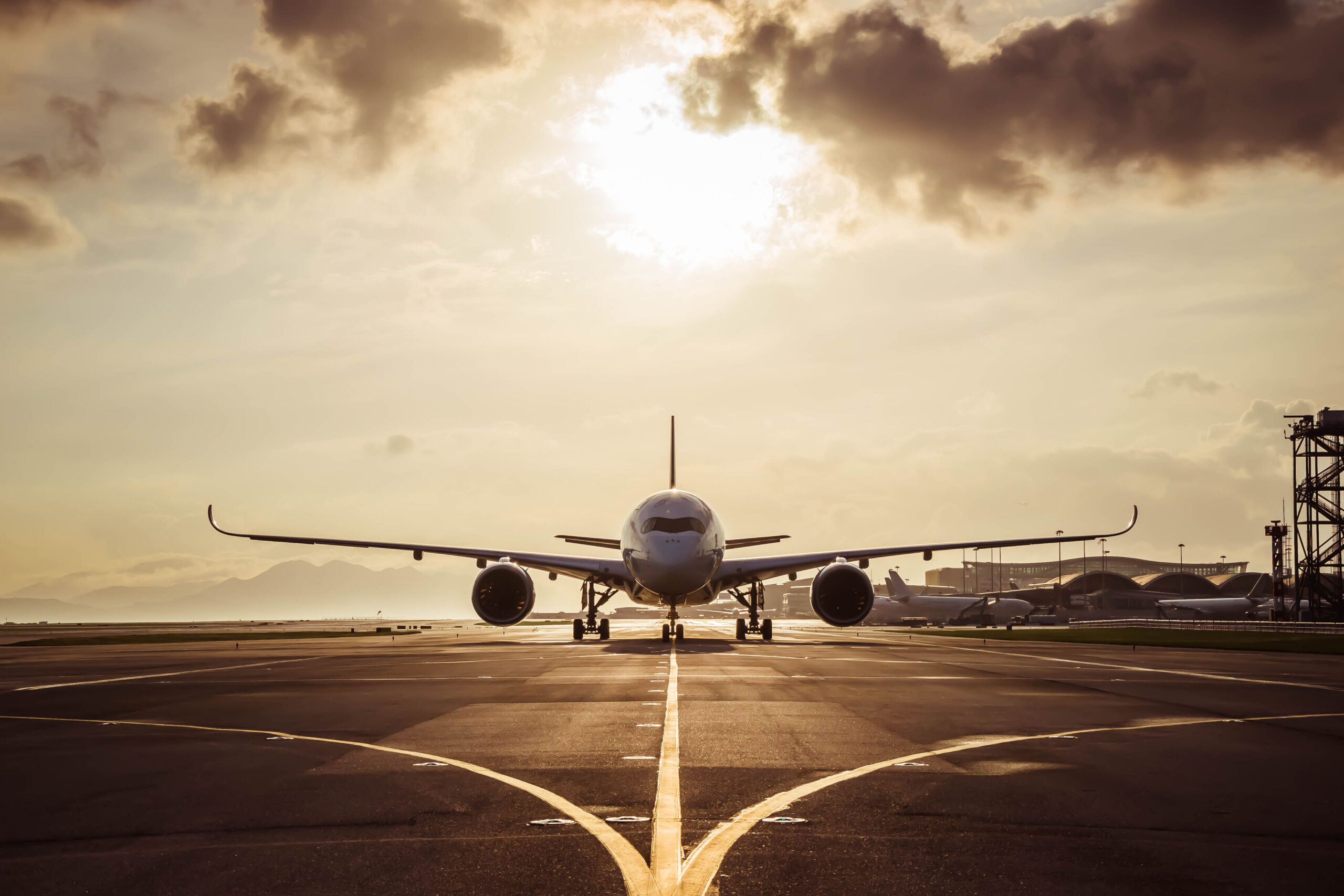 Aircraft taxiing to airport runway