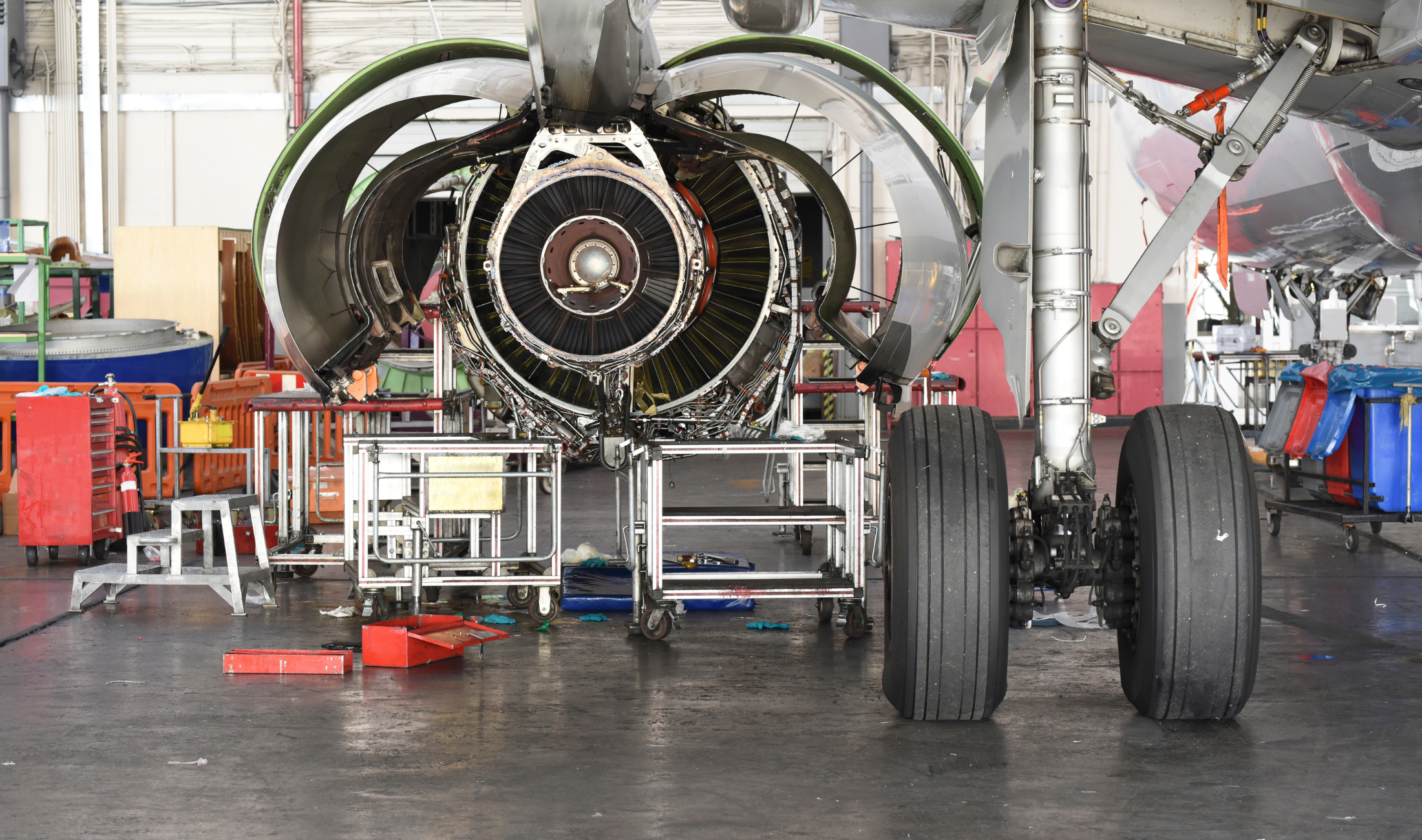 airplane in hanger